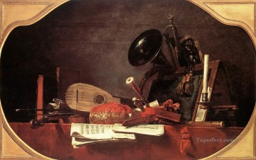 Jean Baptiste Simeon Chardin Painting - Attributes of Music still life Jean Baptiste Simeon Chardin